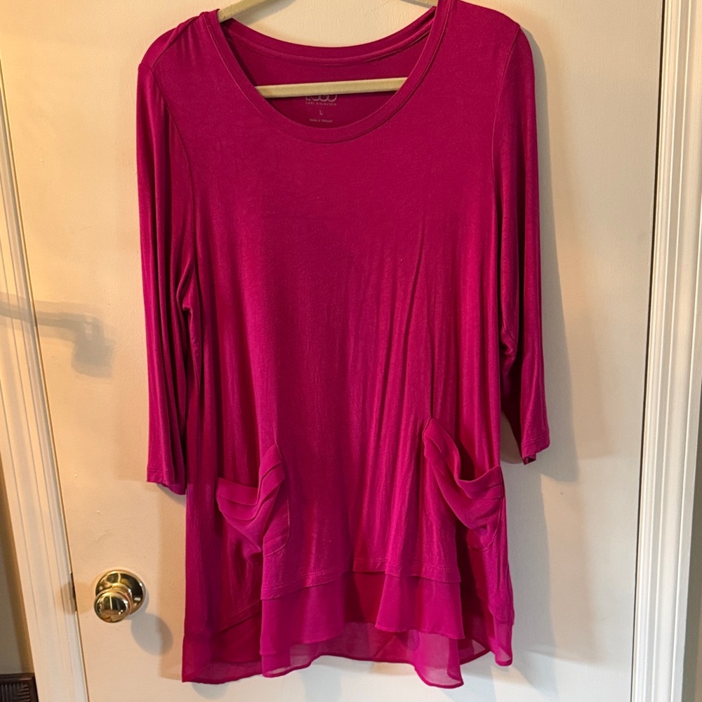 LOGO by Lori Goldstein Magenta Layered Pocket Tunic